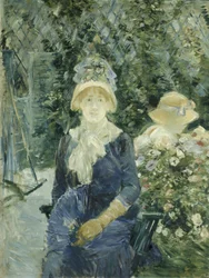 Mujer en un jardín