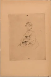 Muchacha con gato, c.1888 (aguafuerte)