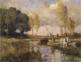 Paisaje con canal, siglo XX (Óleo sobre lienzo)