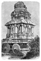 Ruinas de un templo en Hampi, India, 1895