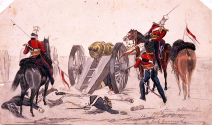 16º Lanceros matando a un artillero Seik [sic], Batalla de Aliwal