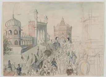 Tropas británicas en una ciudad sij, probablemente Allahabad
