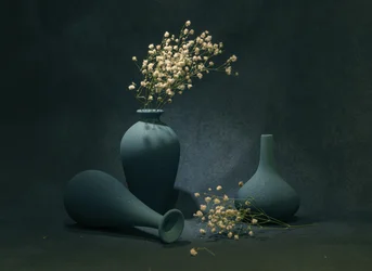 Naturaleza muerta en tonos azules