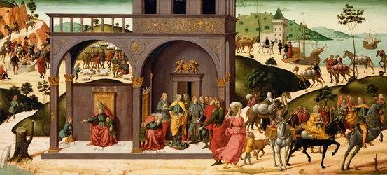 La historia de José, c.1485 (temple y pan de oro sobre tabla)