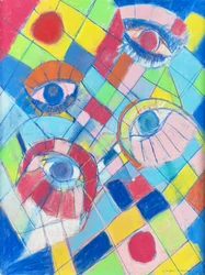 Gazes 1, 2024 (pastel sobre cartulina)