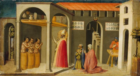 San Nicolás resucitando a tres jóvenes, 1433-35