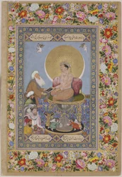 Jahangir prefiriendo a un jeque sufí sobre los reyes