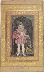 Raro retrato mogol de Jaime I, c.1615-18 (pigmentos opacos realzados con oro sobre papel)