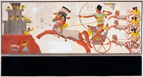 Ramsés II en la batalla de Kadesh, 1275 a.C., siglo XIX