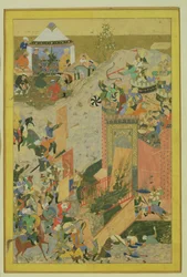 Asalto a un castillo, persa, período timúrida (1370-1506) c.1475-1500