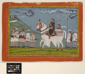 Kunwar Dhan Singh en su caballo pecoso
