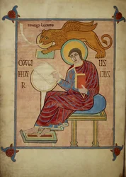 San Marcos, de los Evangelios de Lindisfarne, 710-21 (vitela)
