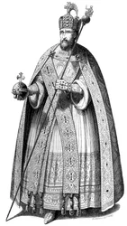 El traje usado por los emperadores durante sus coronaciones desde la época de Carlomagno, 1579 1846.