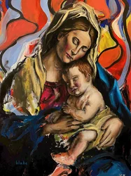 Madonna And Child, c.2020 (Acrílico sobre lienzo)