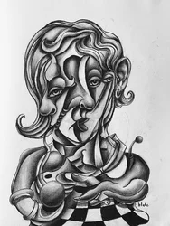 Picasso Reflecting, c.2021 (Carboncillo sobre papel)