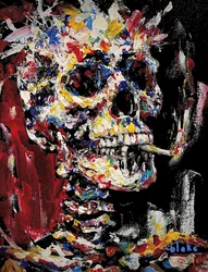 Skull With Spliff, c.2021-22 (Acrílico sobre lienzo)