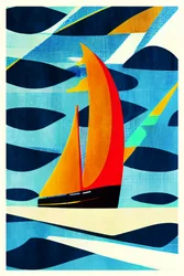 Velero abstracto y colorido