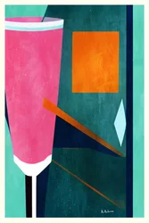 Rosa, naranja, geométrico, abstracto