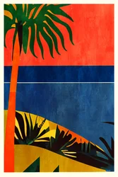 Puesta de sol entre palmeras tropicales
