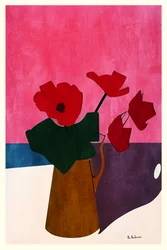 Naturaleza muerta con amapolas de colores vivos