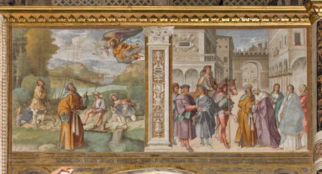 Nave Central, Primer Tramo Norte, Anuncio a Joaquín, Encuentro de San Joaquín y Santa Ana en la Puerta Dorada