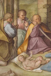 Nave central, Cuarto tramo norte, Adoración de los pastores, Boccaccio Boccaccino 1516-17, (detalle)