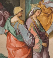 Nave central, segundo tramo norte, Nacimiento de la Virgen, Boccaccio Boccaccino 1514-15 (detalle)