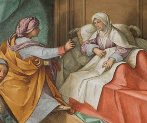 Nave central, Segundo tramo norte, Nacimiento de la Virgen, Boccaccio Boccaccino 1514-15, (detalle)