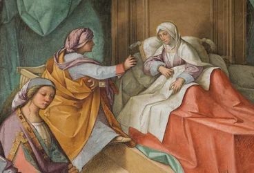 Nave central, Segundo tramo norte, Nacimiento de la Virgen, Boccaccio Boccaccino 1514-15, (detalle)