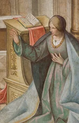 Nave central, Tercer tramo norte, Anunciación, Boccaccio Boccaccino 1516-17 (detalle)