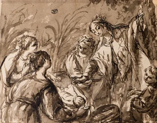 La hija del faraón descubriendo al infante Moisés, El hallazgo de Moisés