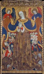 La Virgen de la Merced - Pintura de Bonanat Zaortiga (siglo XV en activo), temple sobre madera (223x126,8 cm), ca. 1430 - Virgen de la Merced, Temple sobre tabla de Bonanat Zaortiga, ca. 1430 - Museu Nacional de Art de Catalunya, Barcelona