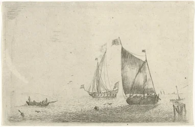 Seascape con un barco de pesca