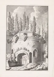 Ruïne van een Romeinse ronde tempel Reliquias de la antigua ciudad de Roma (título de la serie)