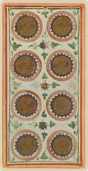 El Ocho de Oros, facsímil de una carta del tarot del mazo 