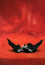 Naturaleza muerta con pájaro carmesí