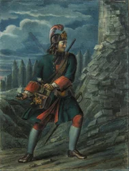 Granadero del Regimiento Preobrazhensky en 1712, finales de 1830s