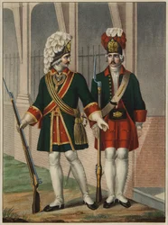 Granaderos del Regimiento Preobrazhensky en 1732-1738, principios de 1840