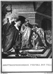 Sacrificio del príncipe Rurik. 862 De Karamzin Ilustrado, 1836