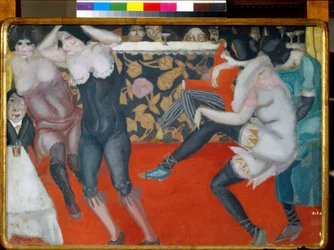 En el cabaret - Pintura de Boris Dmitryevich Grigoriev (1886-1939) óleo sobre lienzo (61x80 cm)