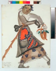 Vestuario para la ópera “Snegurochka” (o La doncella de nieve, cuento de primavera) de Nikolai Rimski-Kórsakov, acuarela de Boris Dmitrievich Grigoriev (1886-1939)