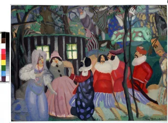 Los Conquistadores (The Conquerors). Obra de Boris Dmitrievich Grigoriev (1886-1939), gouache sobre cartón