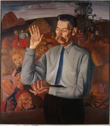 Retrato del escritor Maxim Gorky (1868-1939) - Pintura de Boris Dmitryevich Grigoriev (1886-1939), óleo sobre lienzo