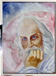 Retrato del escritor estadounidense Walt Whitman (1819-1892) (Retrato del autor estadounidense W. Whitman). Pintura de Boris Dmitryevich Grigoriev (1886-1939), óleo sobre lienzo