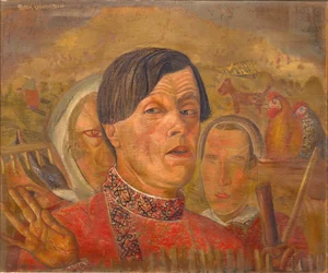 Autorretrato con el gallo y la gallina, hacia 1924