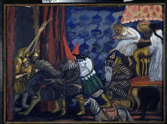 Un Salón Náutico. Obra de Boris Dmitryevich Grigoriev (1886-1939), témpera sobre cartón