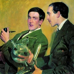 Los físicos Pyotr Kapitsa 1894-1984 y Nikolay Semyonov 1896-1986, 1921