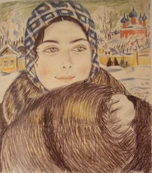 Esposa de un joven comerciante con un pañuelo a cuadros, 1919