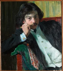 Retrato del poeta Janko Lavrin (1887-1986). Pintura de Boris Michailovich Kustodiev (Kustodiev) (1878-1927), huile sir toile