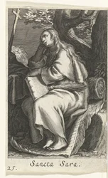 Santa Sara de Libia Sancta Sara (título sobre objeto) Hermitesses (título de la serie) Sacra Eremus Ascetriarum (título de la serie)